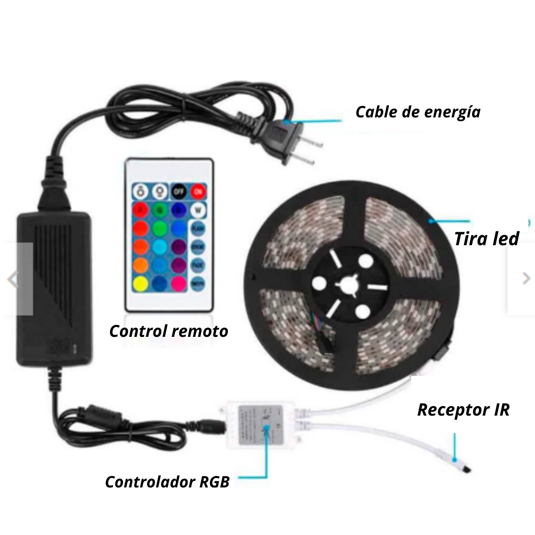 "Ilumina Tu Mundo con Estilo: Cinta LED de 5 Metros para un Hogar Luminoso Con Control"