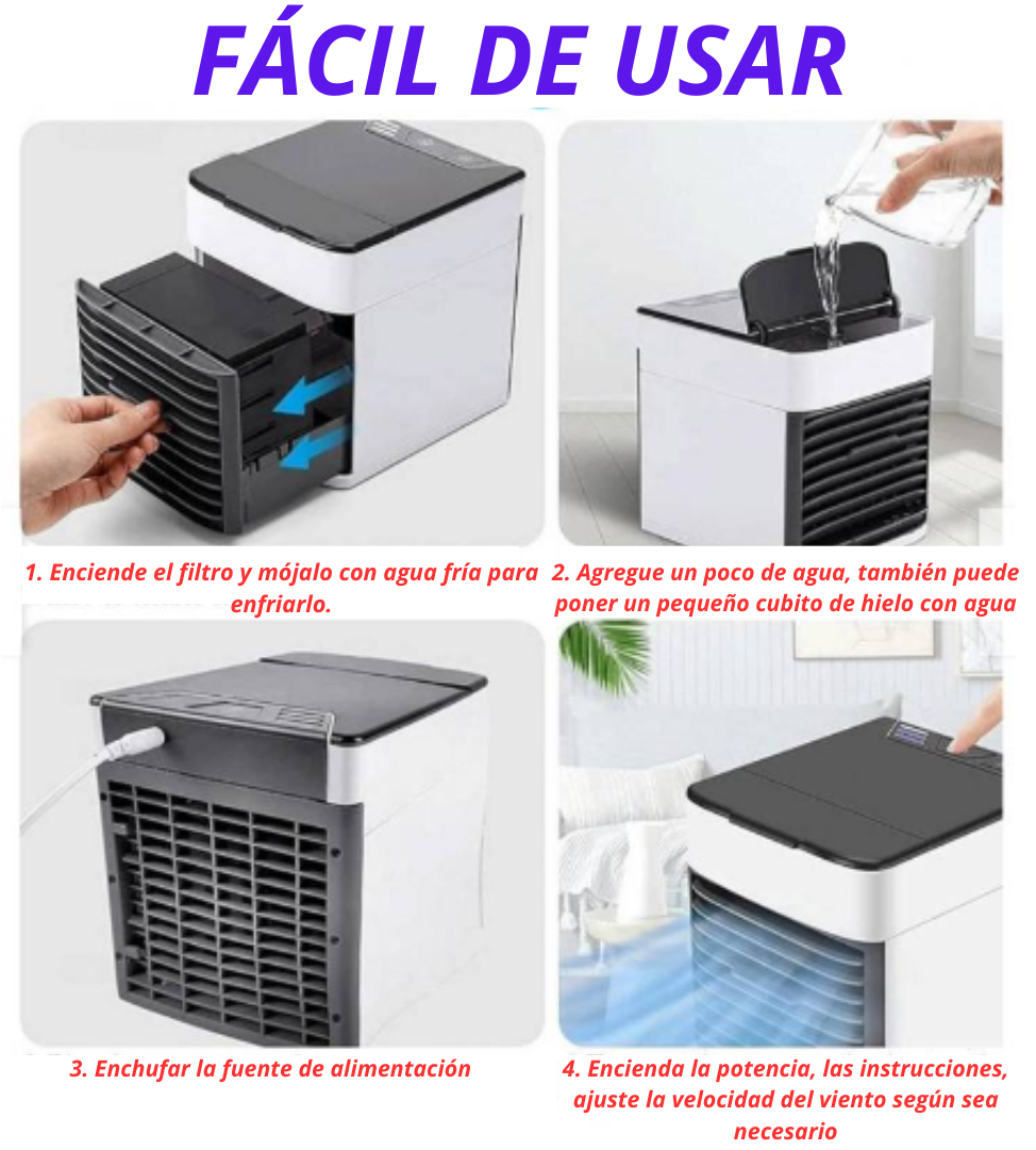 Combate el calor con comodidad y estilo gracias a nuestro mini aire acondicionado portátil